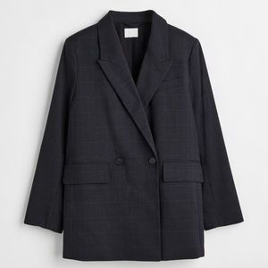 H&M Double Breasted Plaid Blazer